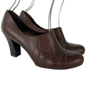 Franco Sarto Faux Leather Heels Women’s 7 Brown Vegan Pumps Shoes Office VGUC